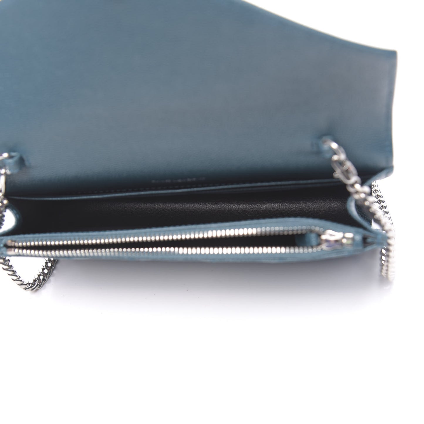 Grain De Poudre Matelasse Chevron Monogram Envelope Chain Wallet Peacock Green