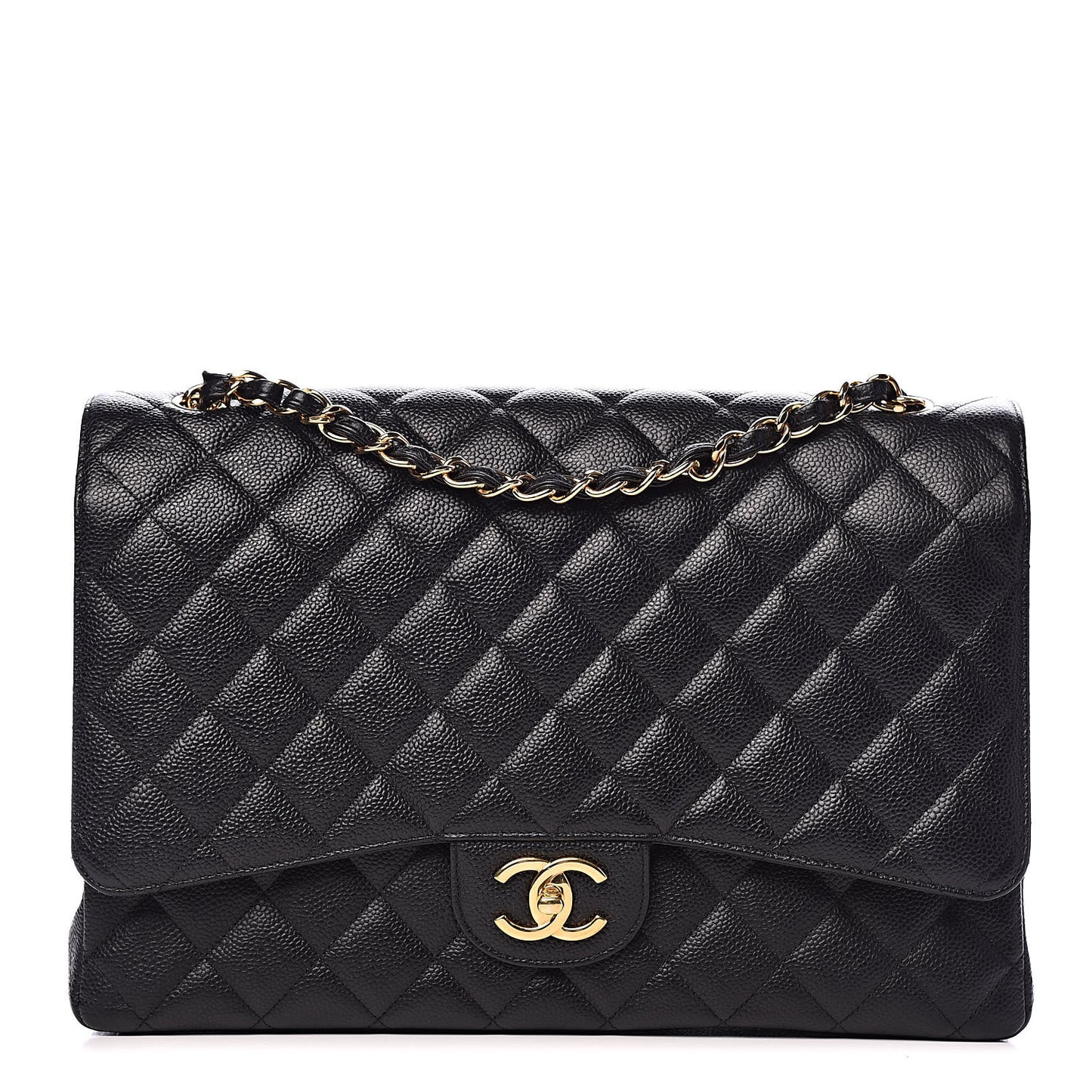 Caviar Quilted Maxi Double Flap Black