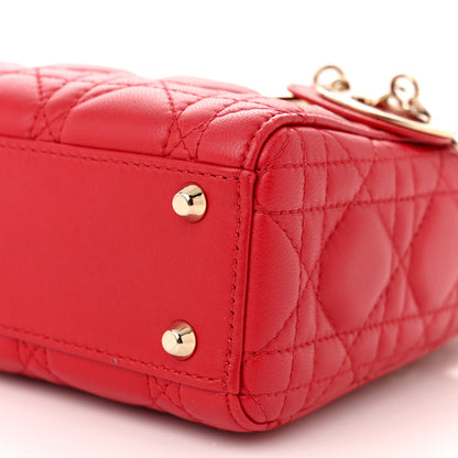 Christian Dior Lambskin Cannage Mini Lady Dior Red 10 of 11