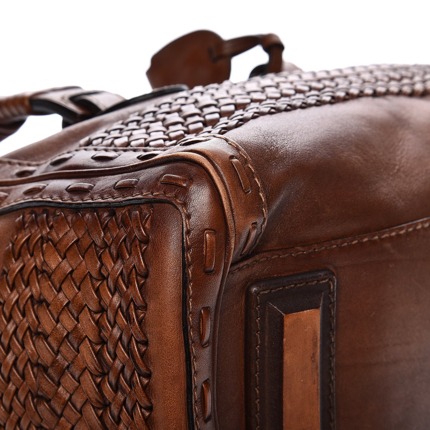 Calfskin Handmade Medium Top Handle Bag Brown