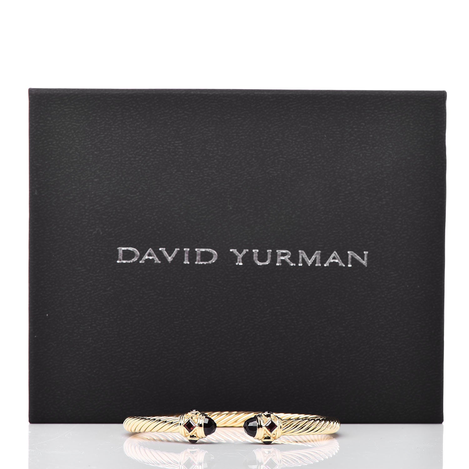 David Yurman 18K Yellow Gold Garnet 5mm Renaissance Bracelet 5 of 5