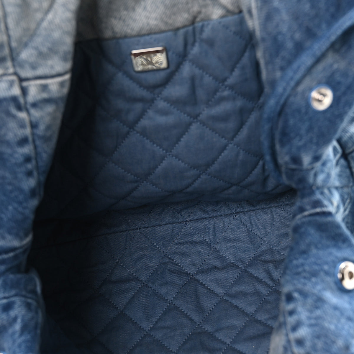 Denim Quilted Small Chanel 22 Blue