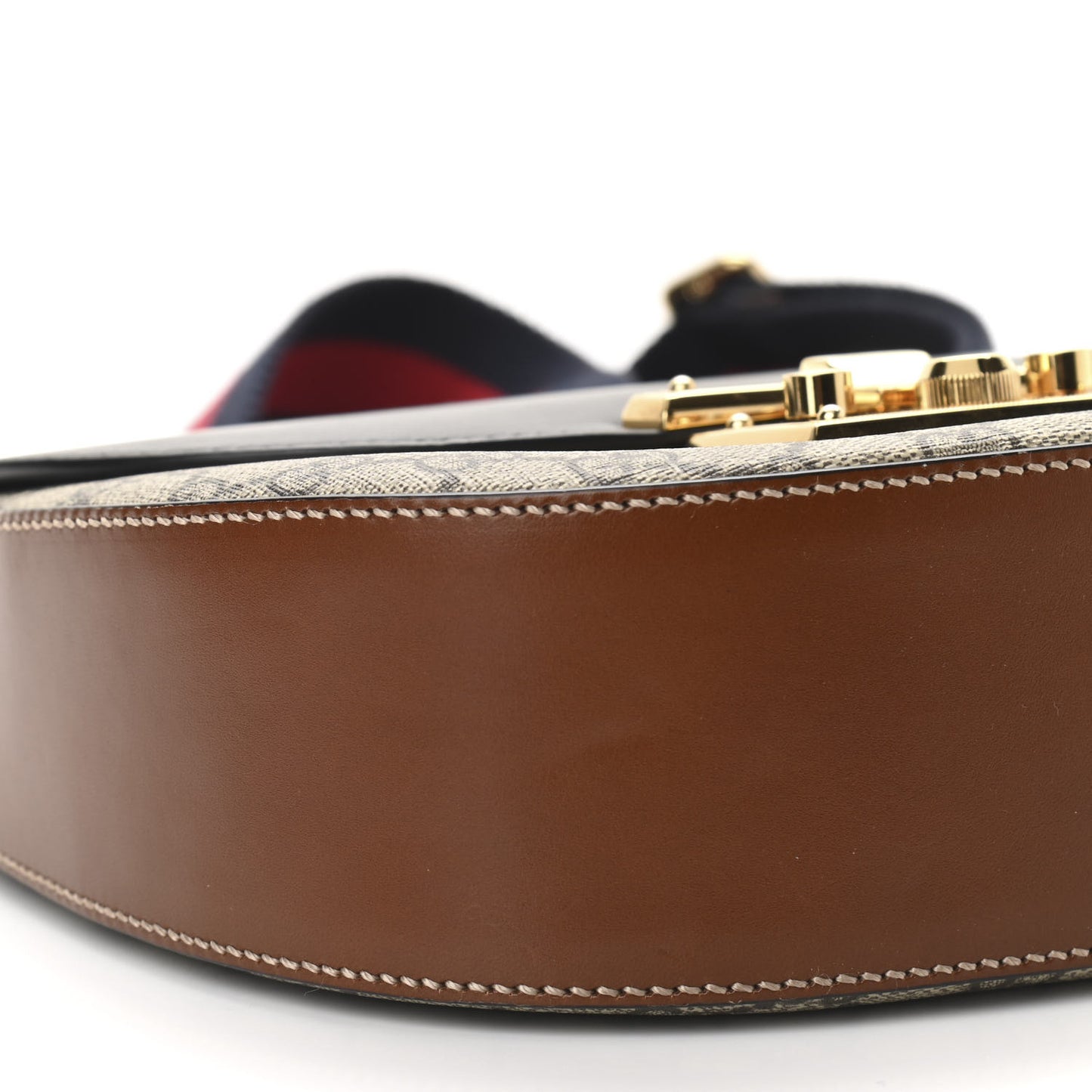 GG Supreme Monogram Web Medium Padlock Messenger Shoulder Bag Black