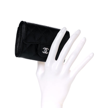 Chanel Caviar Quilted Flap Card Holder Wallet Black 2 of 8