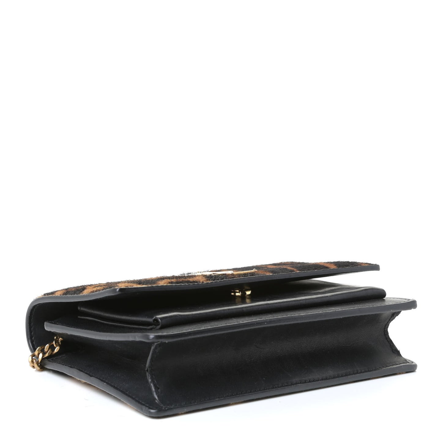 Pony Hair Monogram Leopard Print Sunset Chain Wallet