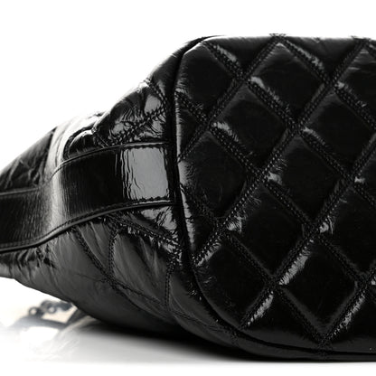 Chanel Shiny Aged Calfskin CC Chain Drawstring Bag Black 9 of 13