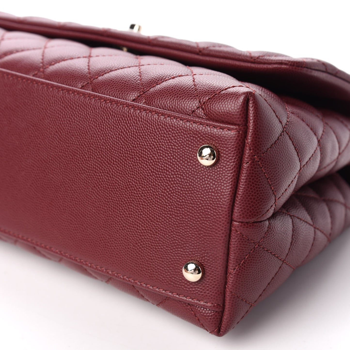 Caviar Quilted Small Coco Handle Flap Burgundy