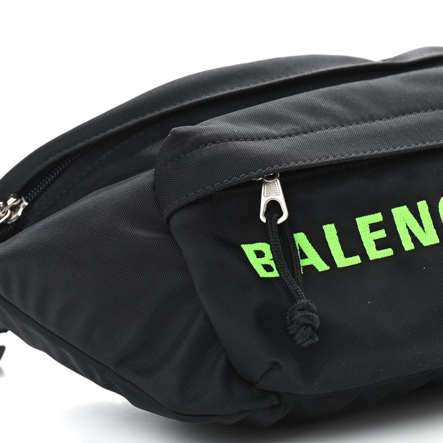 Recycled Sport Nylon Logo Embroidered Wheel Beltpack Black Green Fluo
