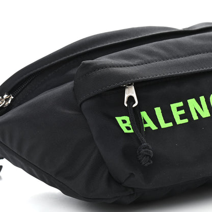 Balenciaga Recycled Sport Nylon Logo Embroidered Wheel Beltpack Black Green Fluo 6 of 10