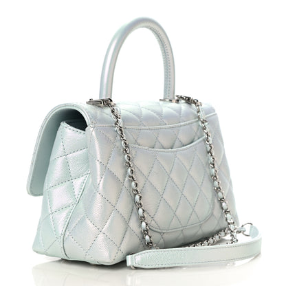 Chanel Iridescent Caviar Quilted Mini Coco Handle Flap Light Blue 3 of 11