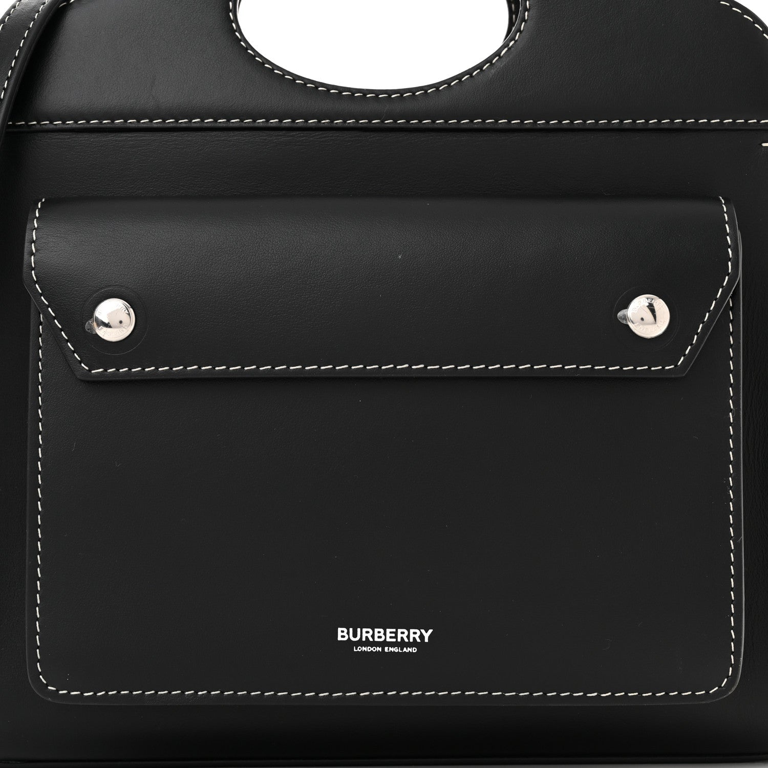 Burberry Smooth Calfskin Topstitched Mini Pocket Bag Black 7 of 9