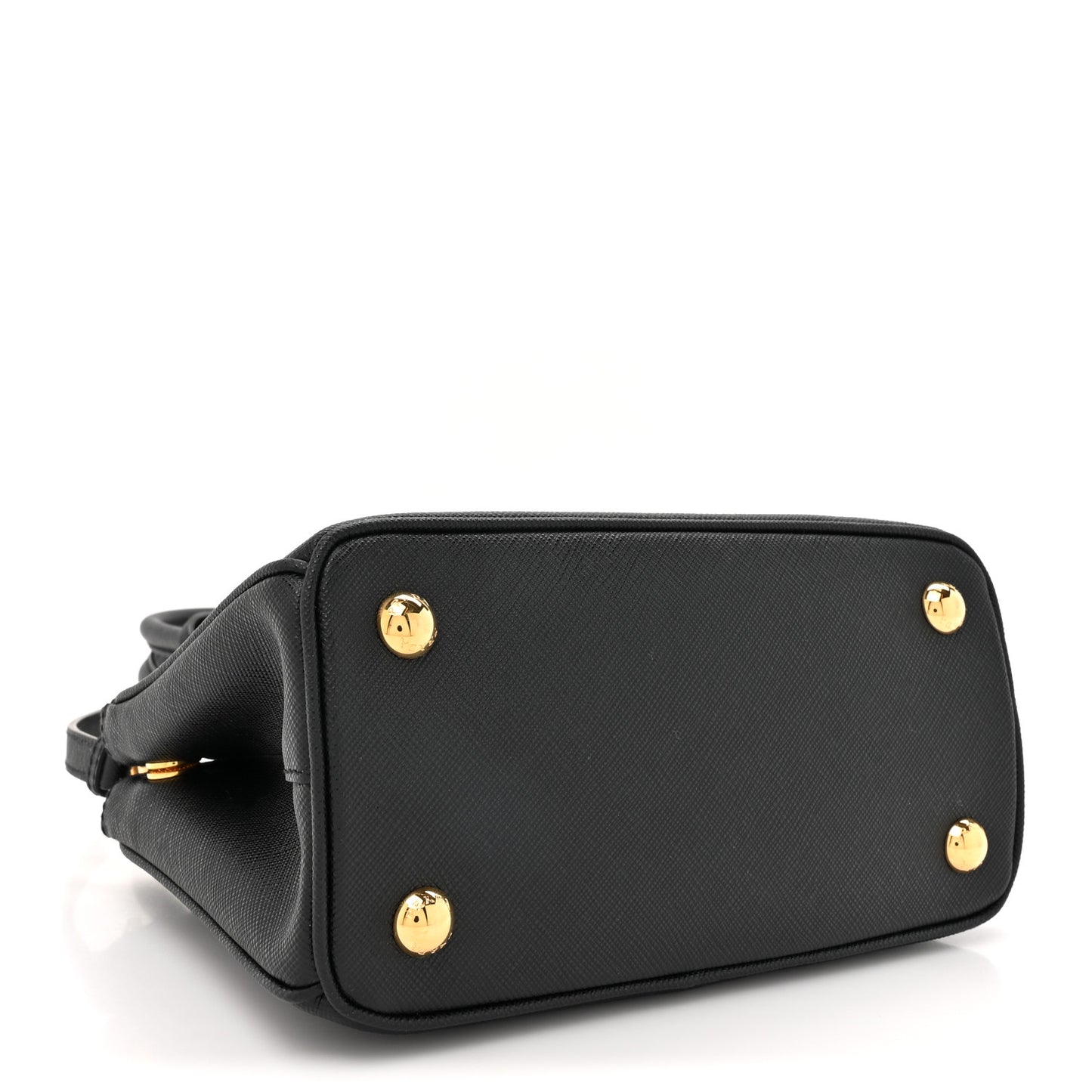 Saffiano Lux Mini Galleria Double Zip Shoulder Tote Black