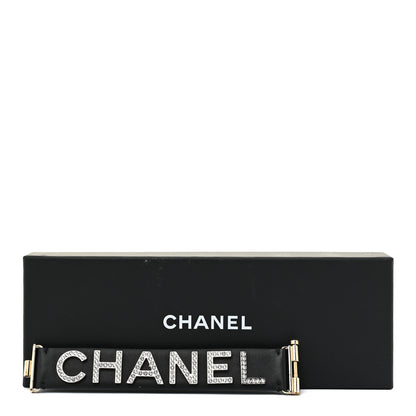 Chanel Crystal Lambskin Cha-Nel Logo Cuff S Black 11 of 11