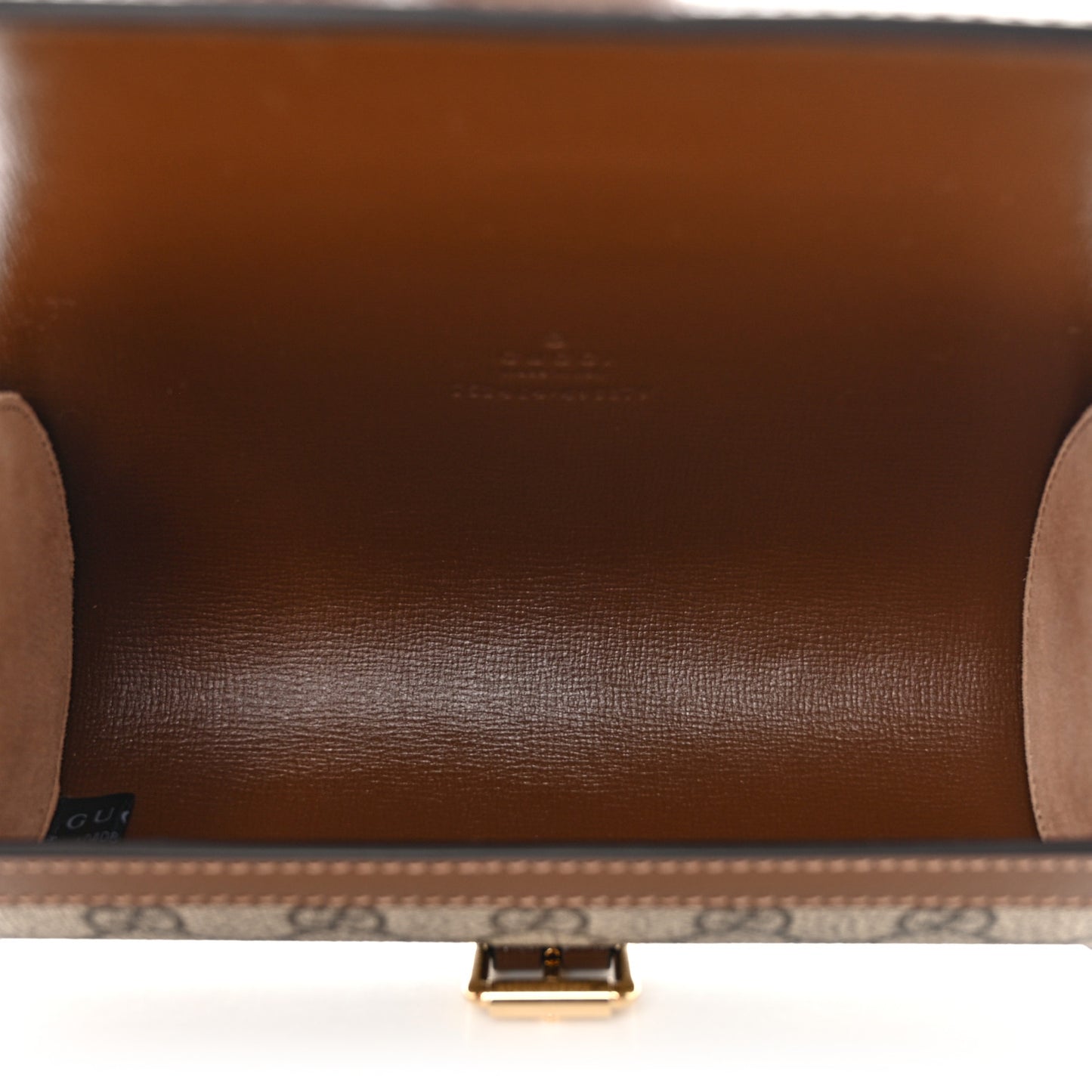 GG Supreme Monogram Calfskin Watch Travel Case Beige Ebony Brown Sugar