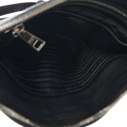 Prada Vitello Daino Zippered Crossbody Bag Black 5 of 12