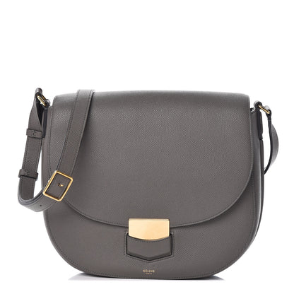 Celine Grained Calfskin Medium Trotteur Light Anthracite 1 of 12