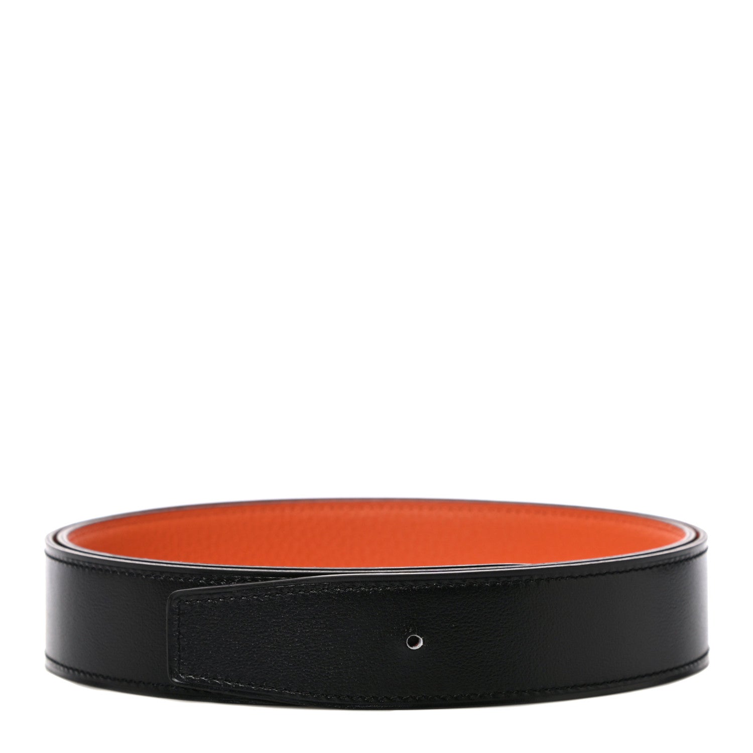 Hermes Box Togo 32mm Belt Strap 95 Black Orange 1 of 7