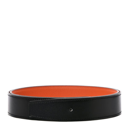 Hermes Box Togo 32mm Belt Strap 95 Black Orange 1 of 7
