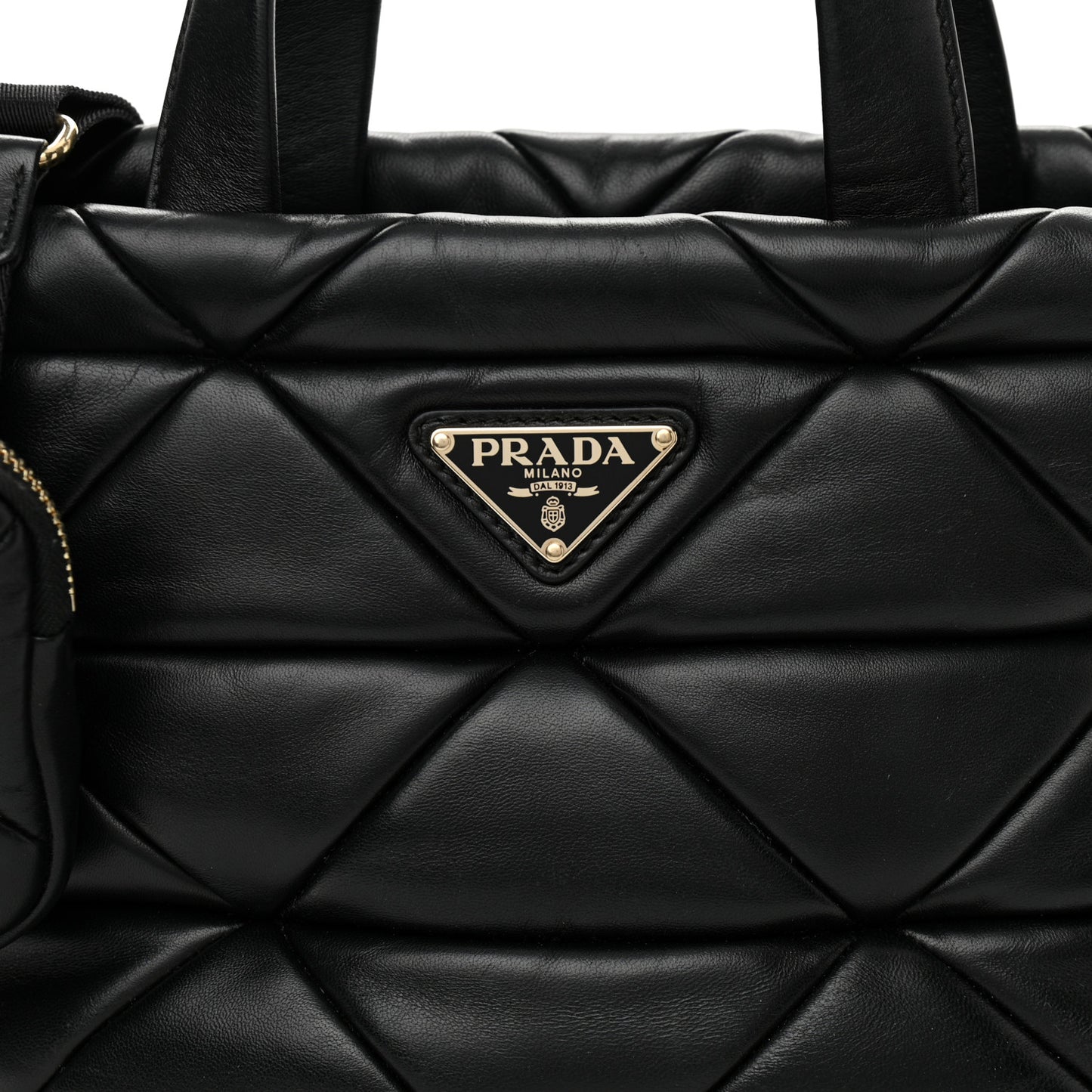 Nappa Re-Nylon Triangle Quilted Patchwork System Tote Black