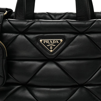 Prada Nappa Re-Nylon Triangle Quilted Patchwork System Tote Black 10 of 10