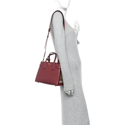 Burberry Grainy Calfskin House Check Small Banner Tote Crimson 2 of 10