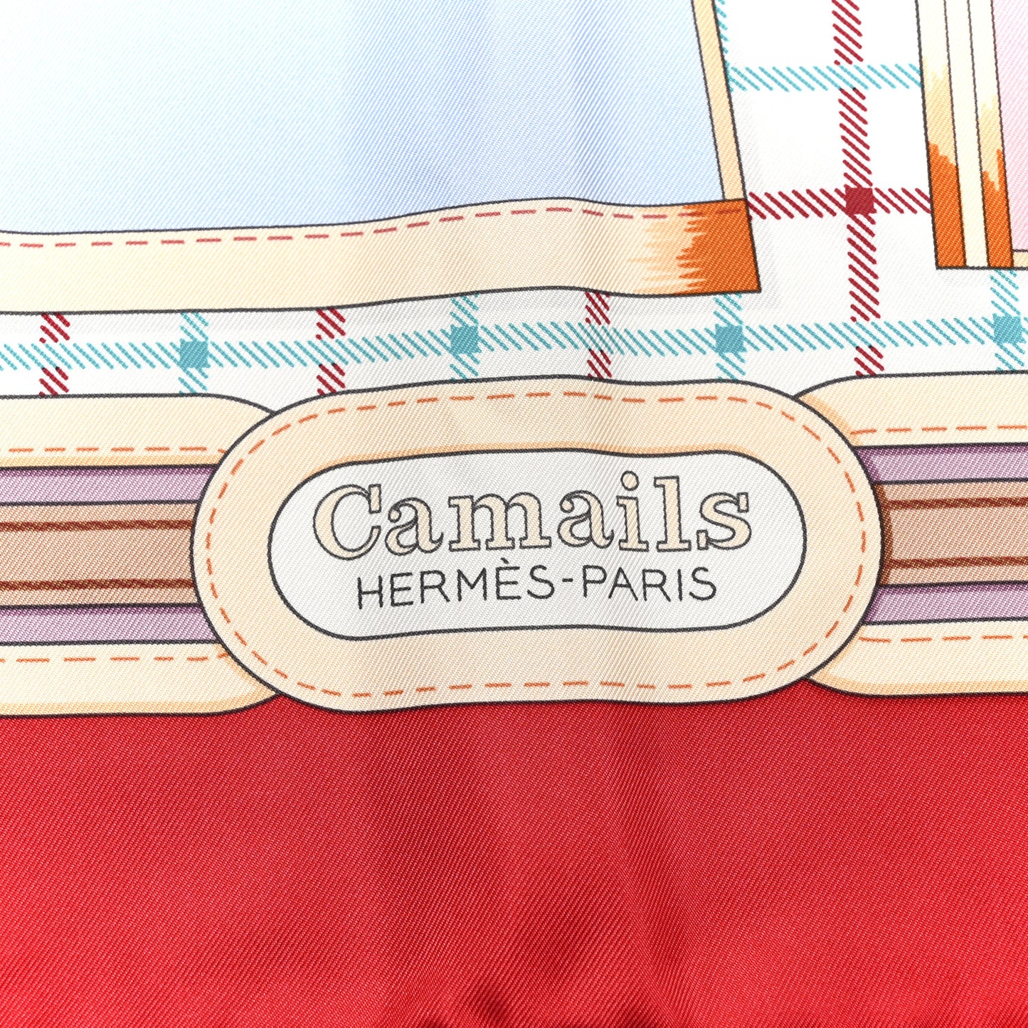 Silk Camails Scarf 90 Rouge Rose Pale Ciel