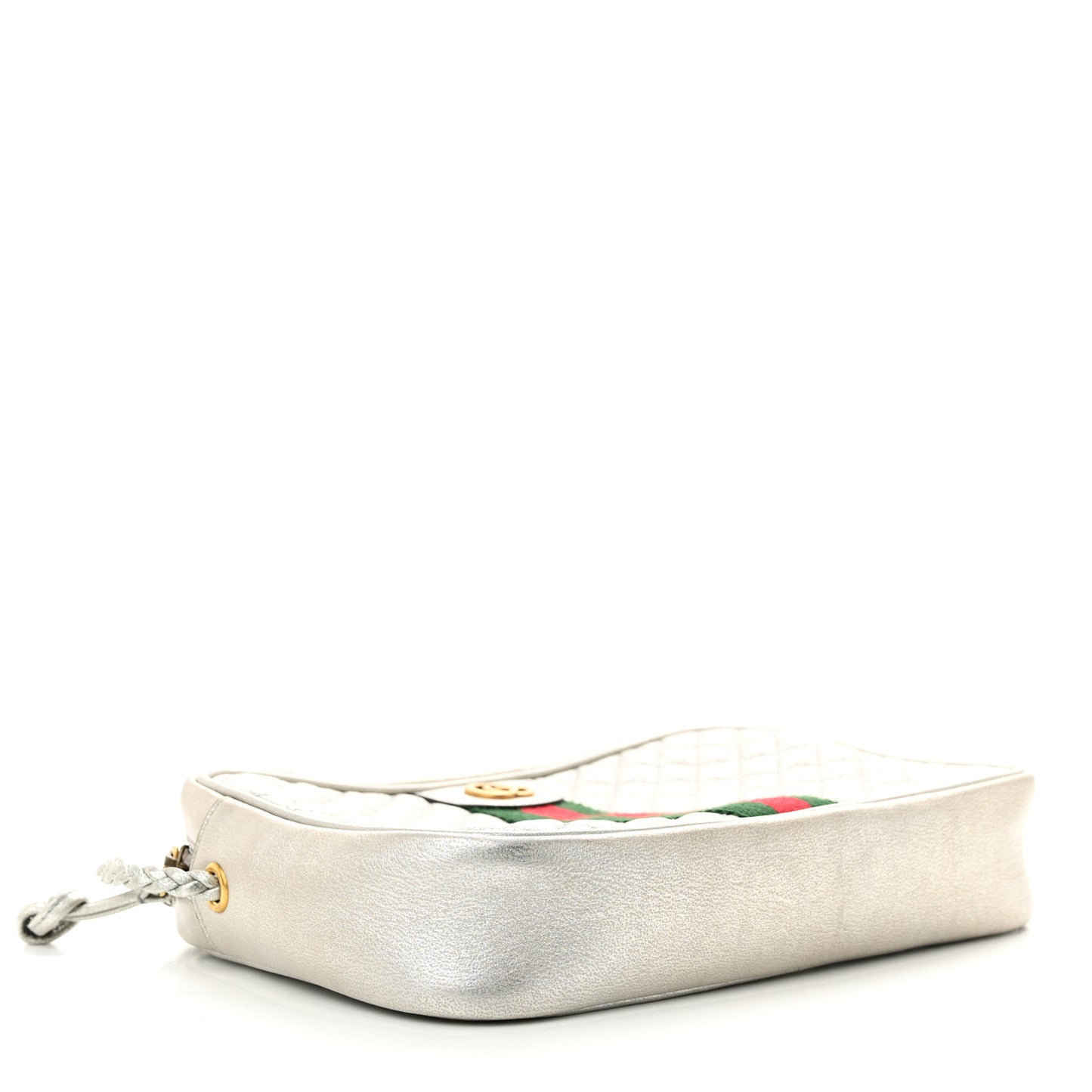 Laminated Nappa Web Trapuntata Small GG Shoulder Bag Argento