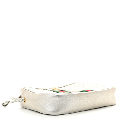 Gucci Laminated Nappa Web Trapuntata Small GG Shoulder Bag Argento 4 of 12