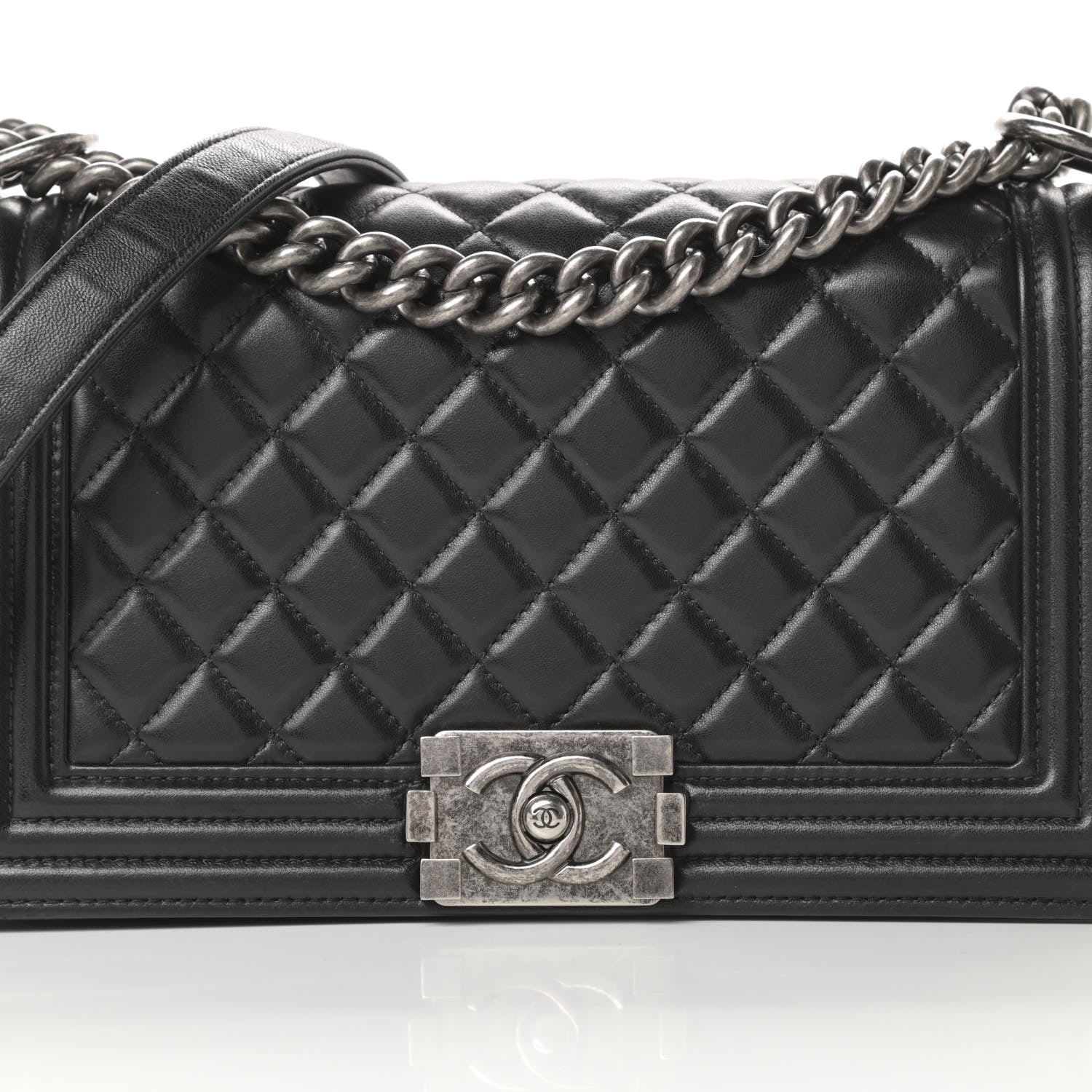 Chanel Lambskin Quilted Medium Boy Flap Black 8 of 19