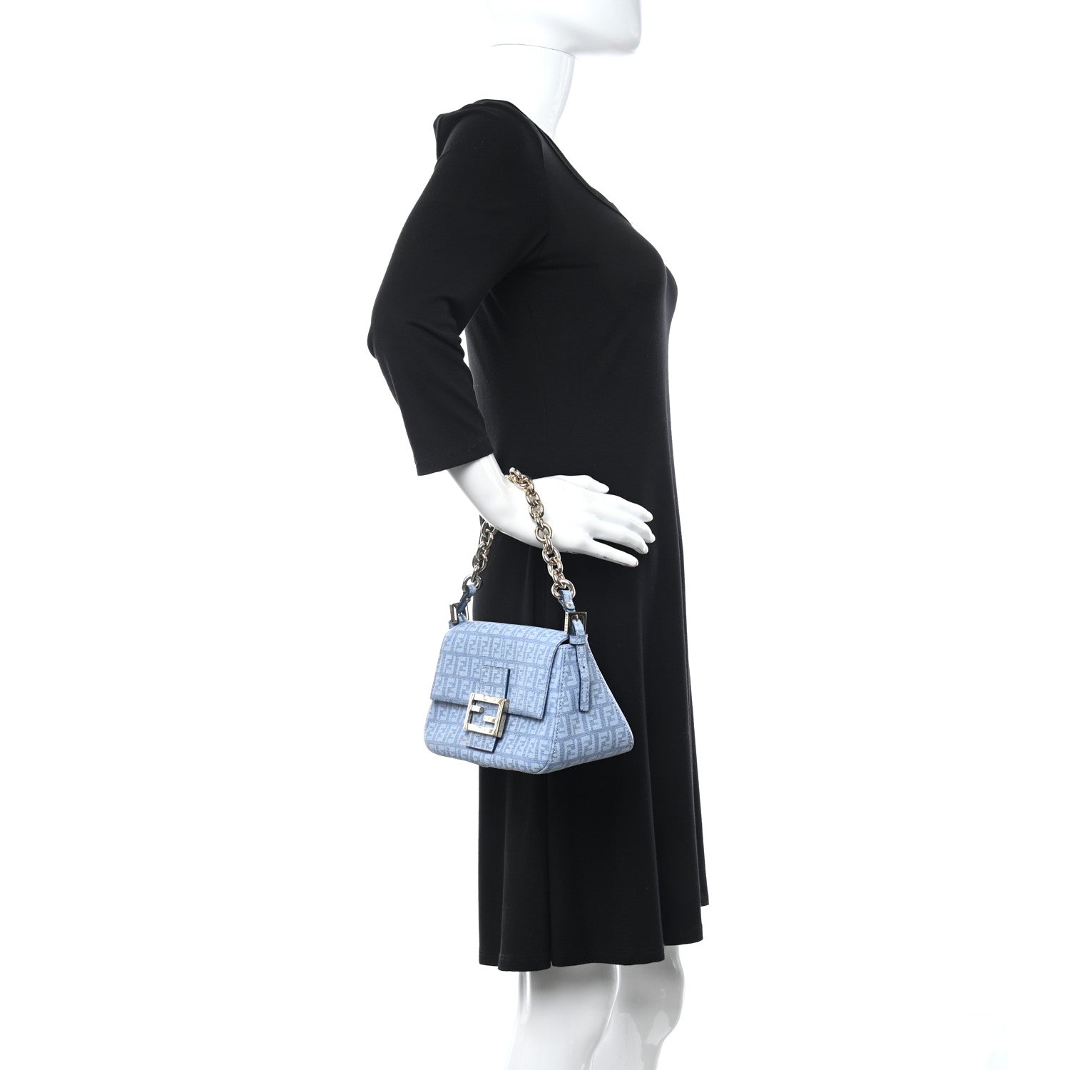 Fendi Zucchino Spalmati Forever Mini Mama Baguette Celeste 2 of 9