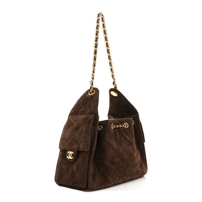 Chanel Suede Quilted Small Chanel 25 Handbag Dark Brown 3 of 13