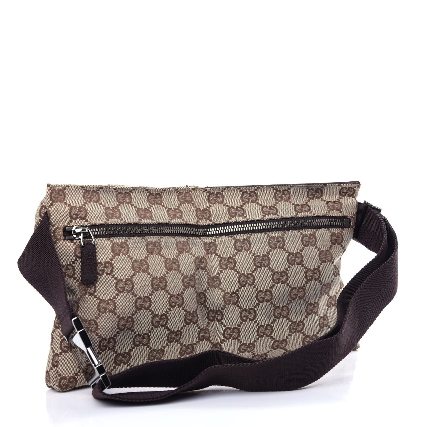 GG Monogram Double Pocket Belt Bag Dark Brown
