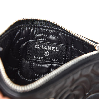 Chanel Goatskin Camellia Embossed Cosmetic Pouch Black 6 of 8