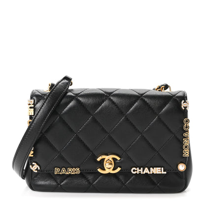 Chanel Lambskin Enamel Strass Quilted Mini Paris Monaco Flap Black 1 of 10