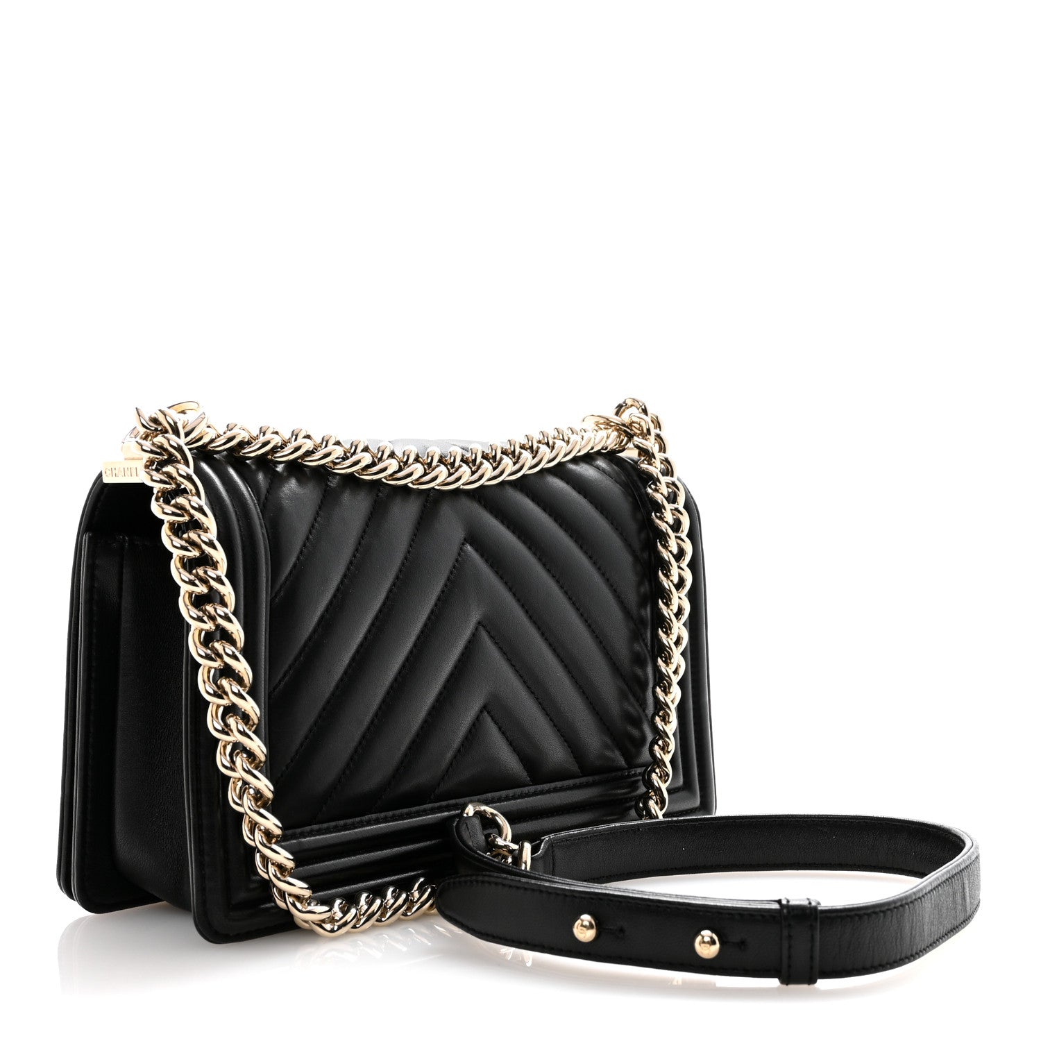 Chanel Calfskin Chevron Quilted Medium Boy Flap Black 3 of 11