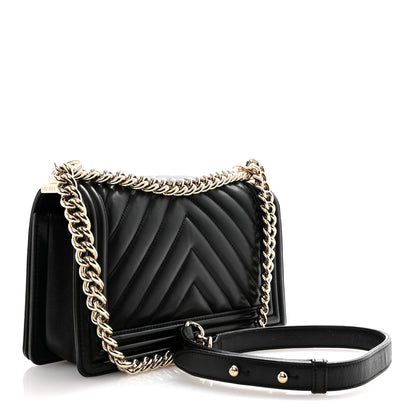 Chanel Calfskin Chevron Quilted Medium Boy Flap Black 3 of 11