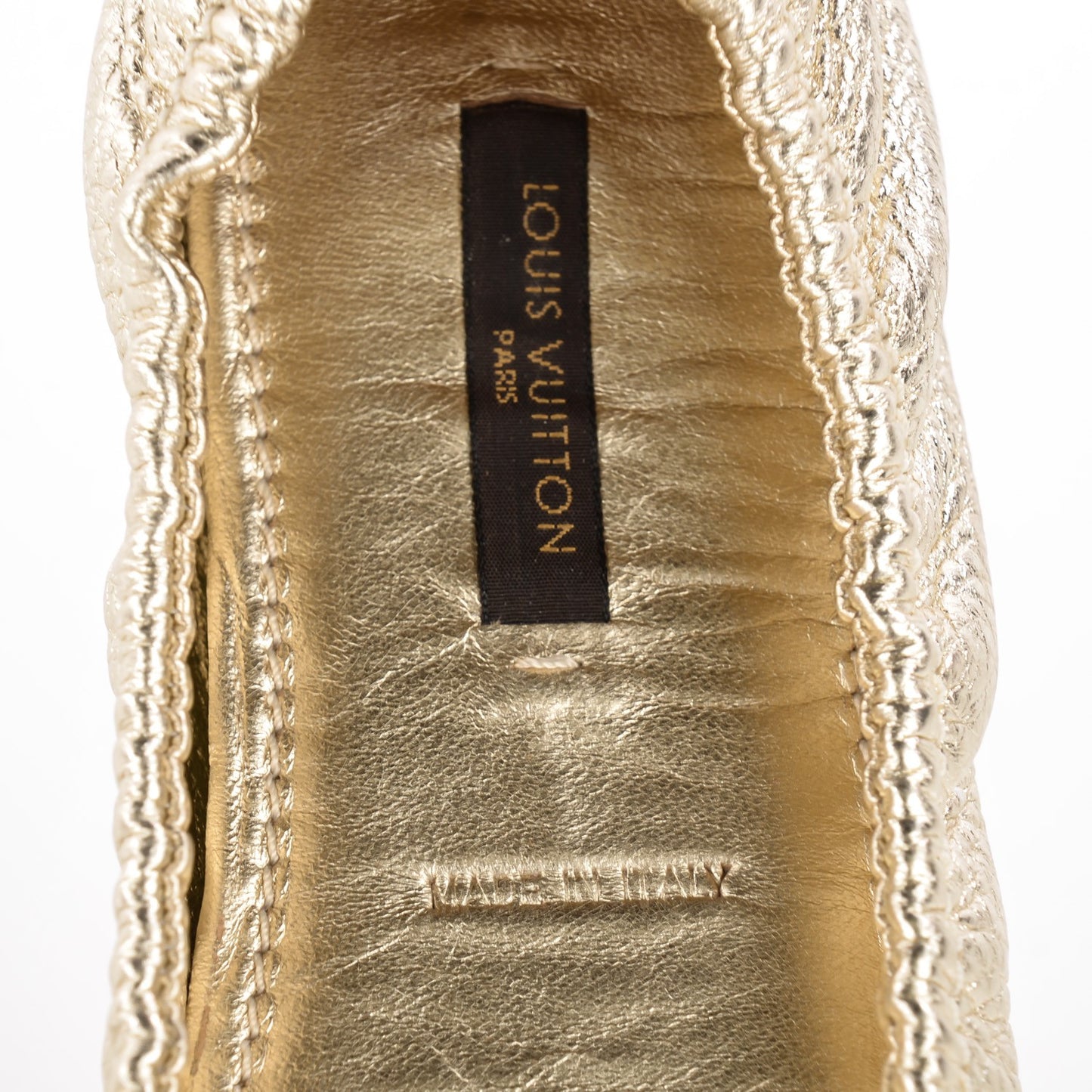 Metallic Calfskin Lemon Ballerina Flats 36.5 Gold