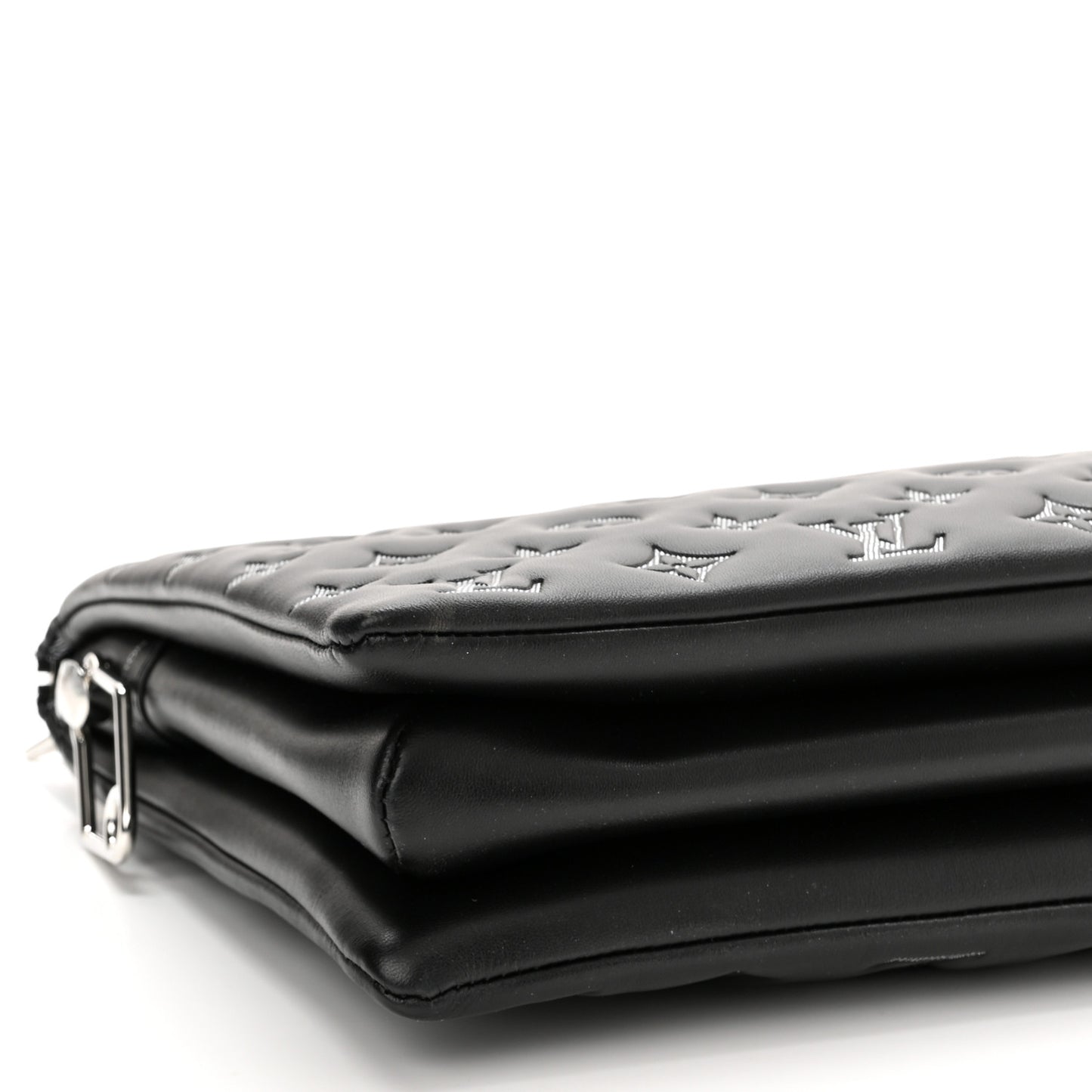 Lambskin Embossed Monogram Coussin MM Black Gray