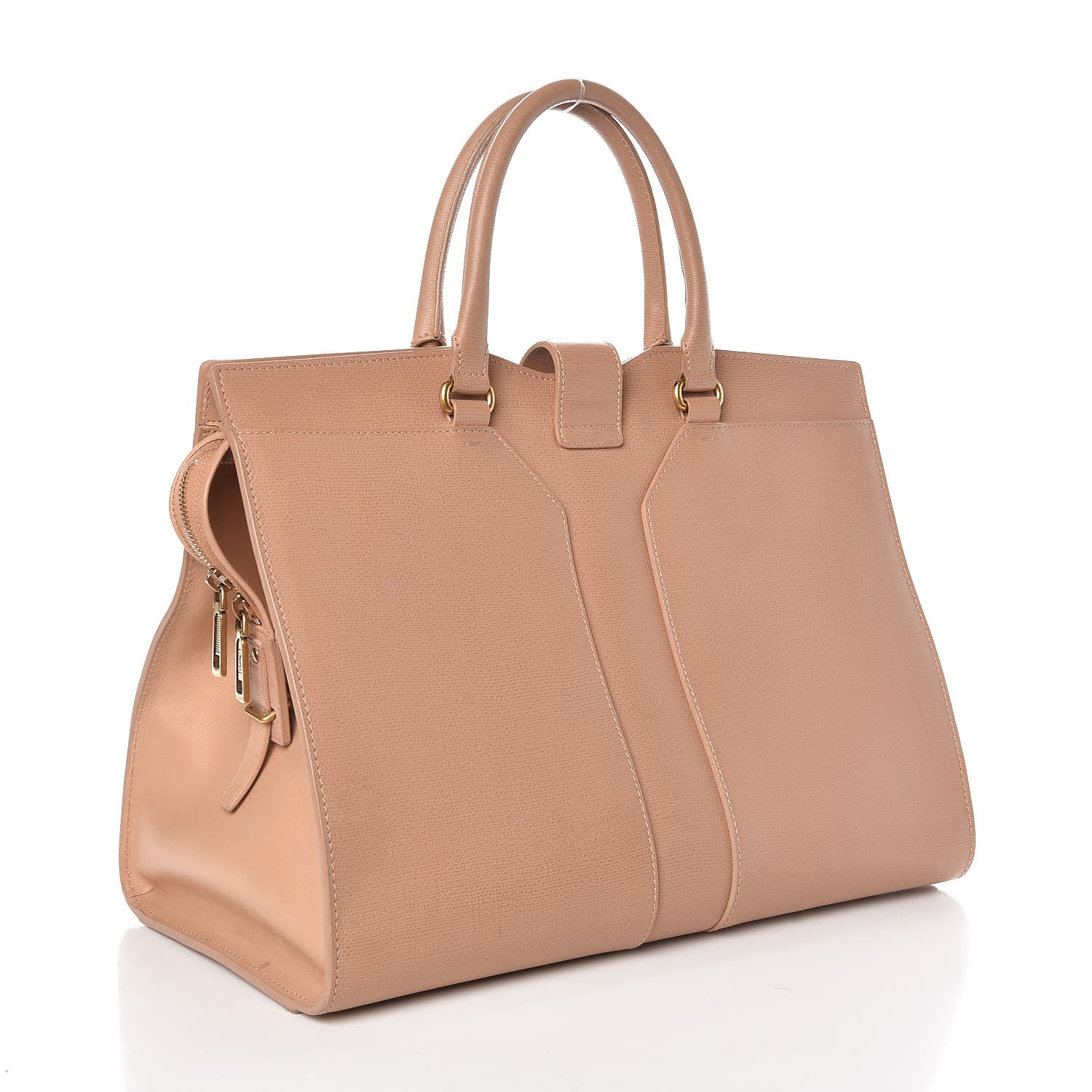Saint Laurent Textured Calfskin Large Cabas ChYc Beige 3 of 12