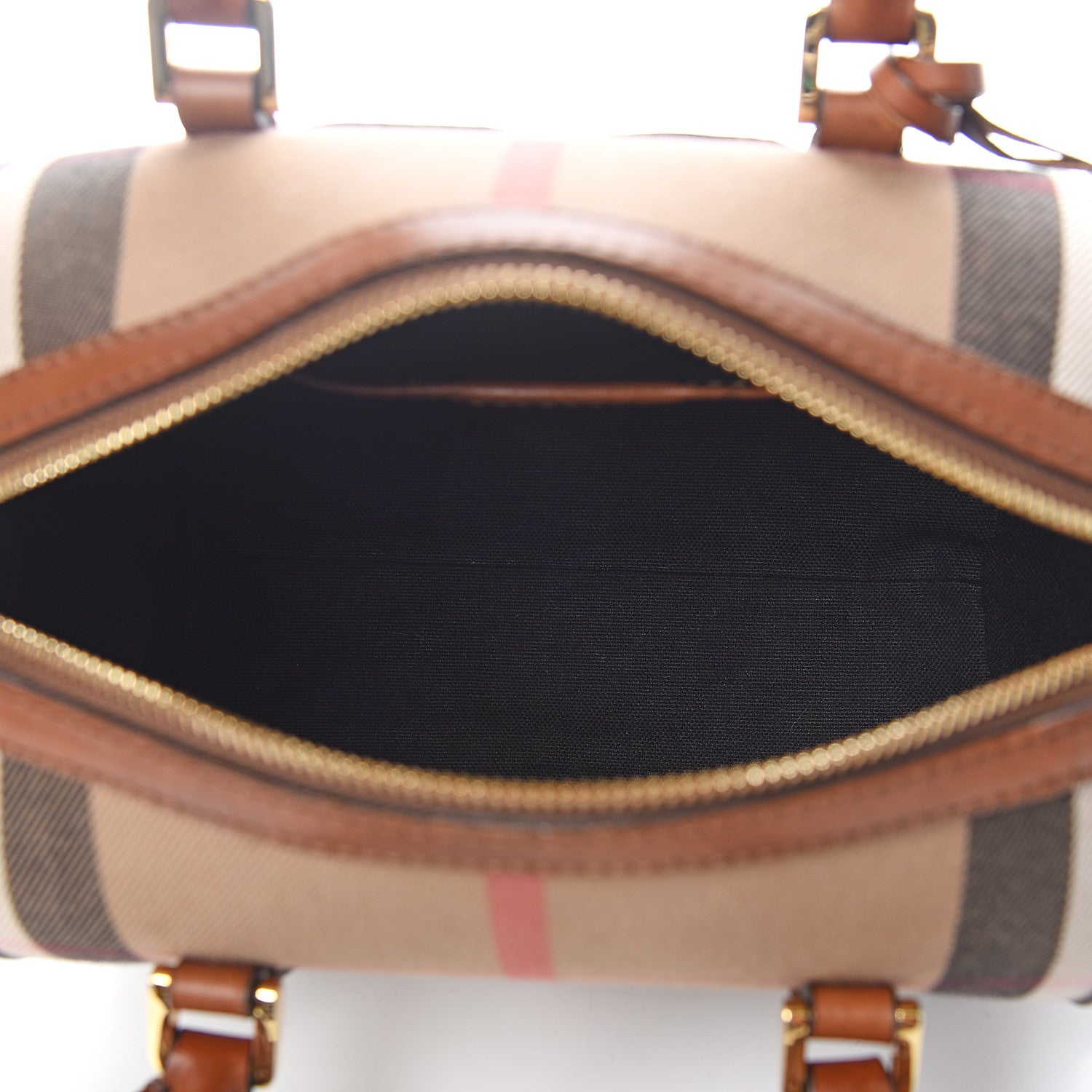 Burberry House Check Bridle Calfskin Small Alchester Bowling Bag Dark Tan 4 of 13
