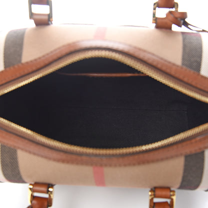 Burberry House Check Bridle Calfskin Small Alchester Bowling Bag Dark Tan 4 of 13
