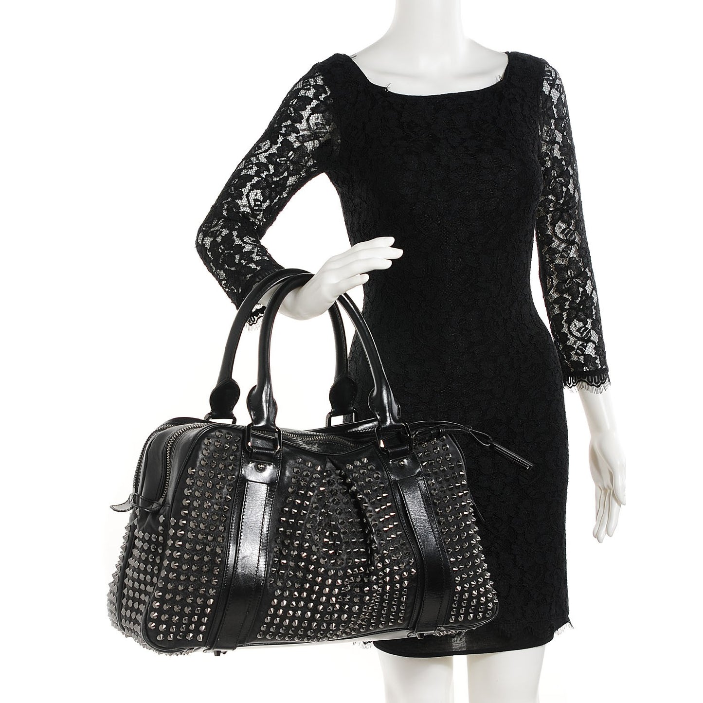 Prorsum Calfskin Studded Knight Satchel Black