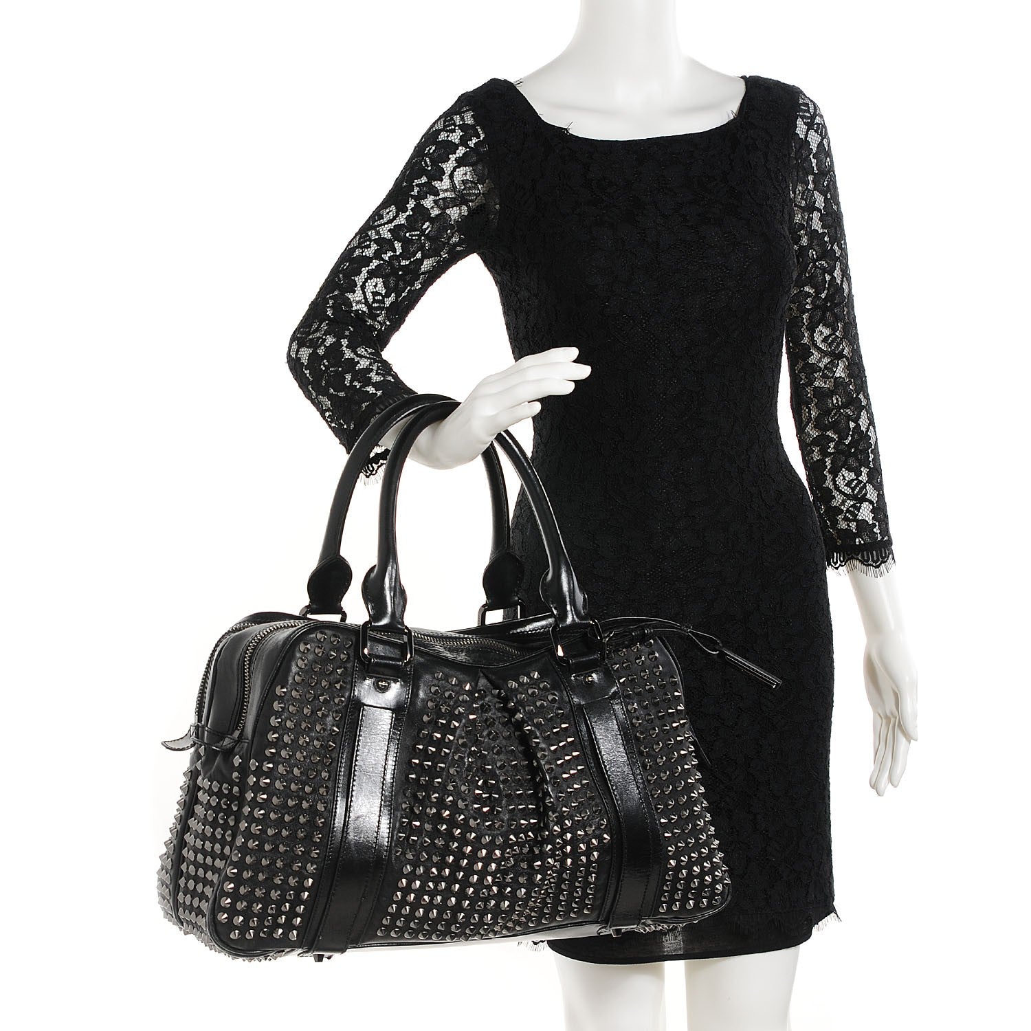 Burberry Prorsum Calfskin Studded Knight Satchel Black 2 of 10