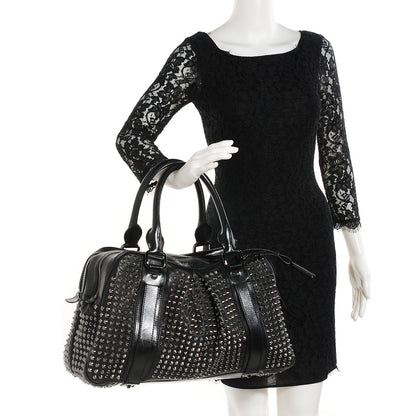 Burberry Prorsum Calfskin Studded Knight Satchel Black 2 of 10