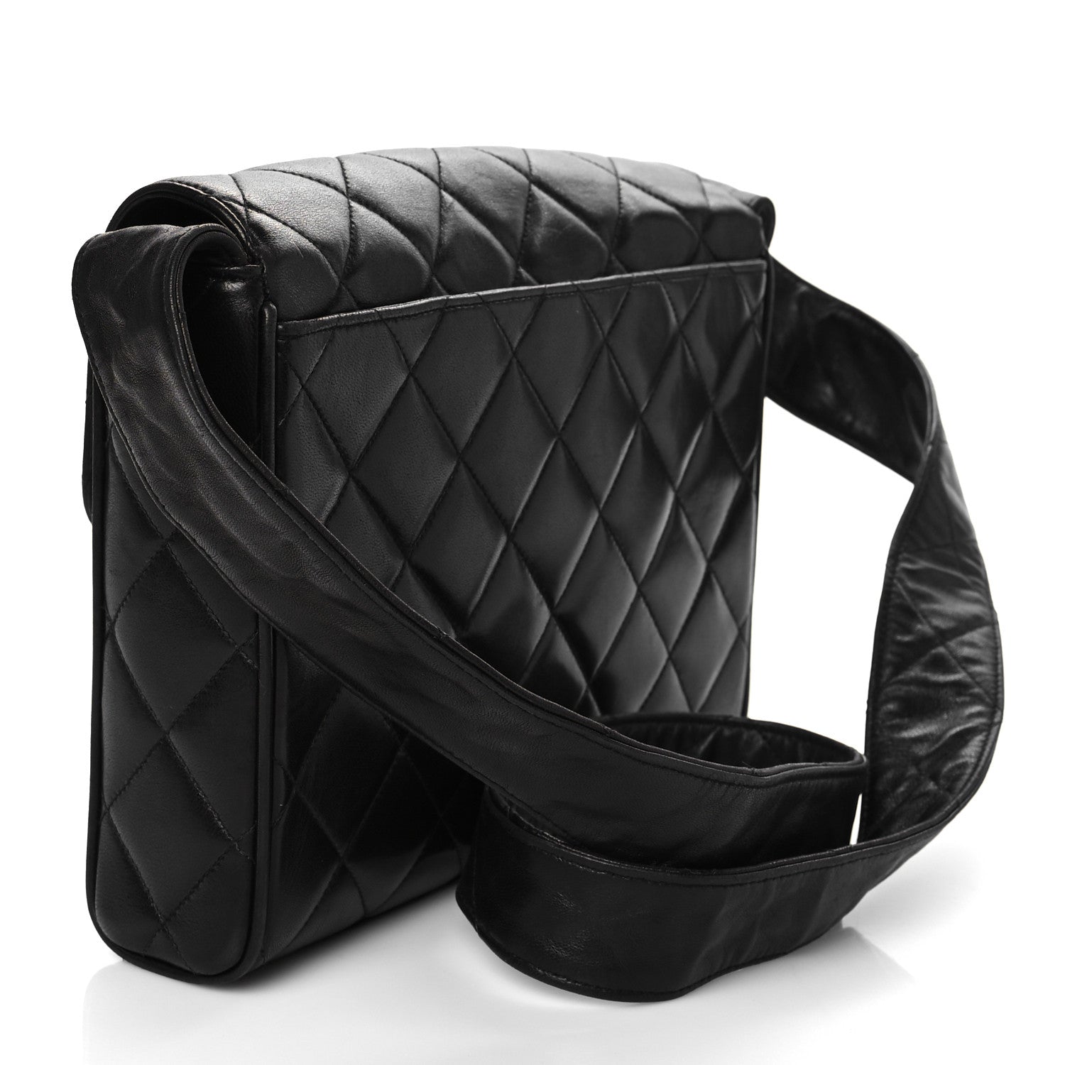 Chanel Lambskin Quilted CC Single Flap Shoulder Bag Black 2 of 10