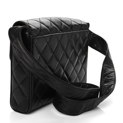 Chanel Lambskin Quilted CC Single Flap Shoulder Bag Black 2 of 10