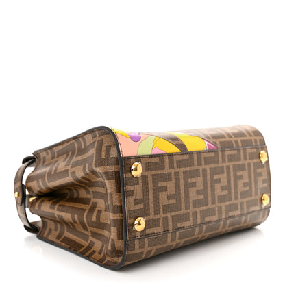 Fendi Glazed Fabric Vitello FF 1974 Hairdo Girls Inlay Mini Peekaboo Iconic Satchel Mogano Panna Multicolor 4 of 11
