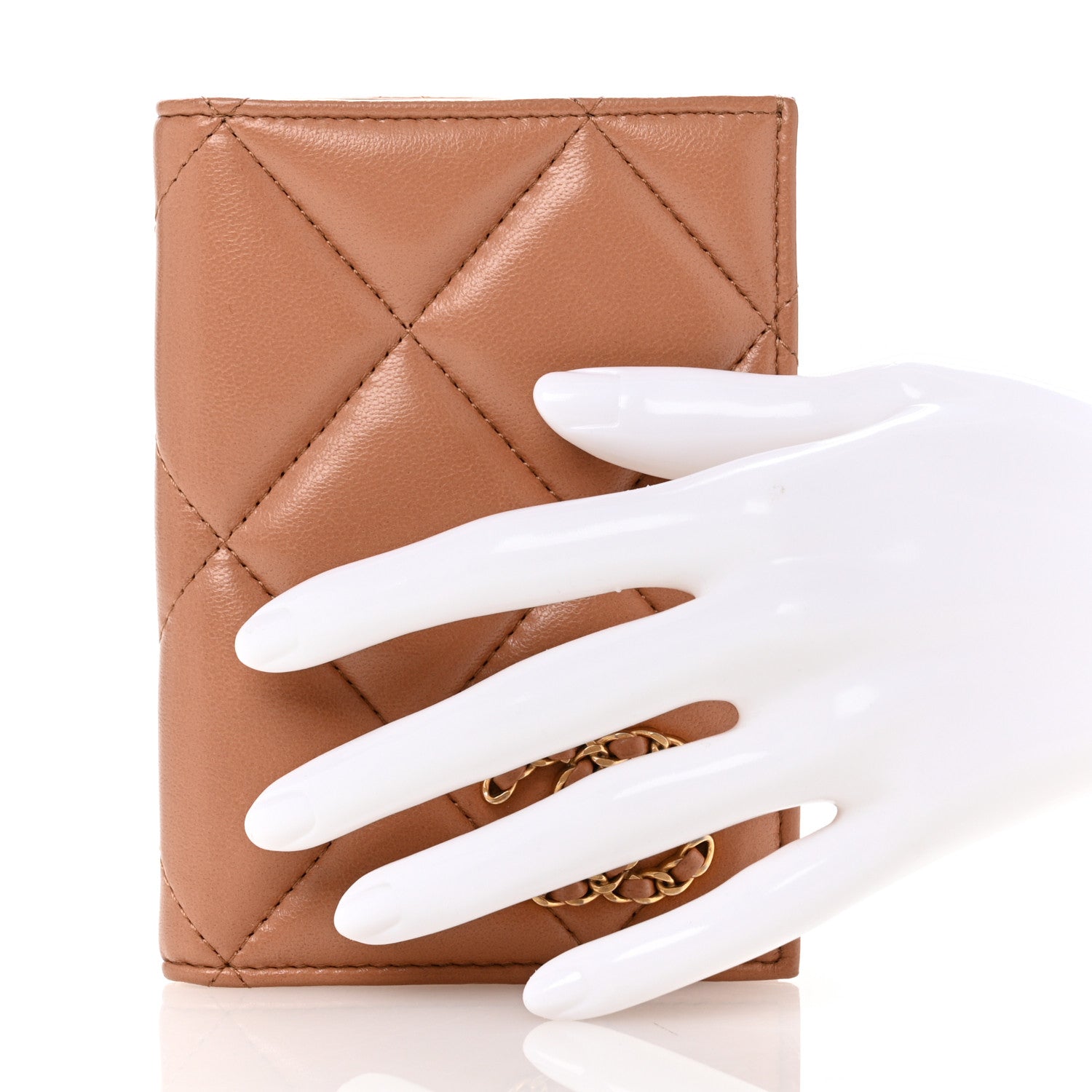 Chanel Lambskin Quilted Chanel 19 Passport Holder Brown 2 of 11