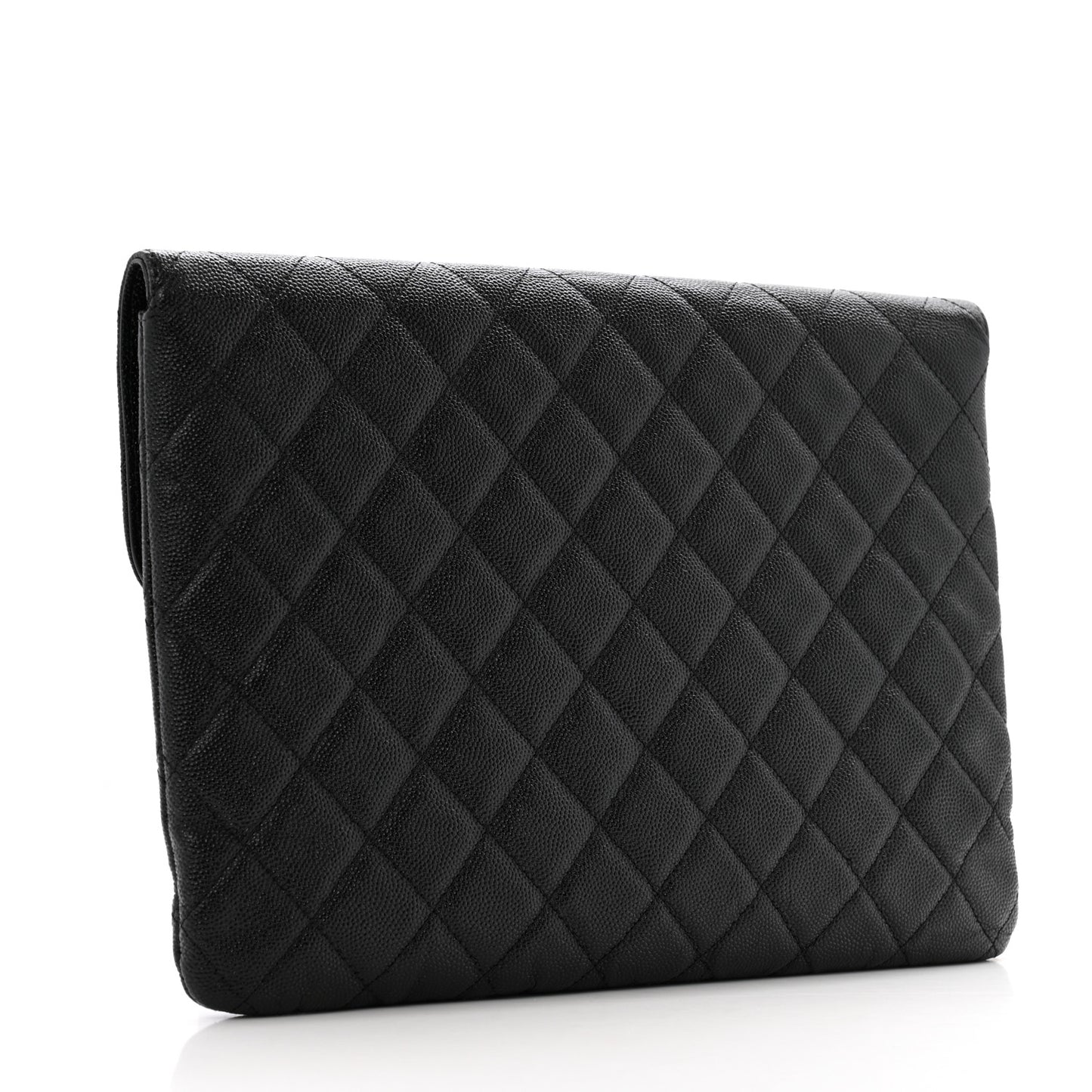 Caviar Quilted Medium Golden Class Pouch Black