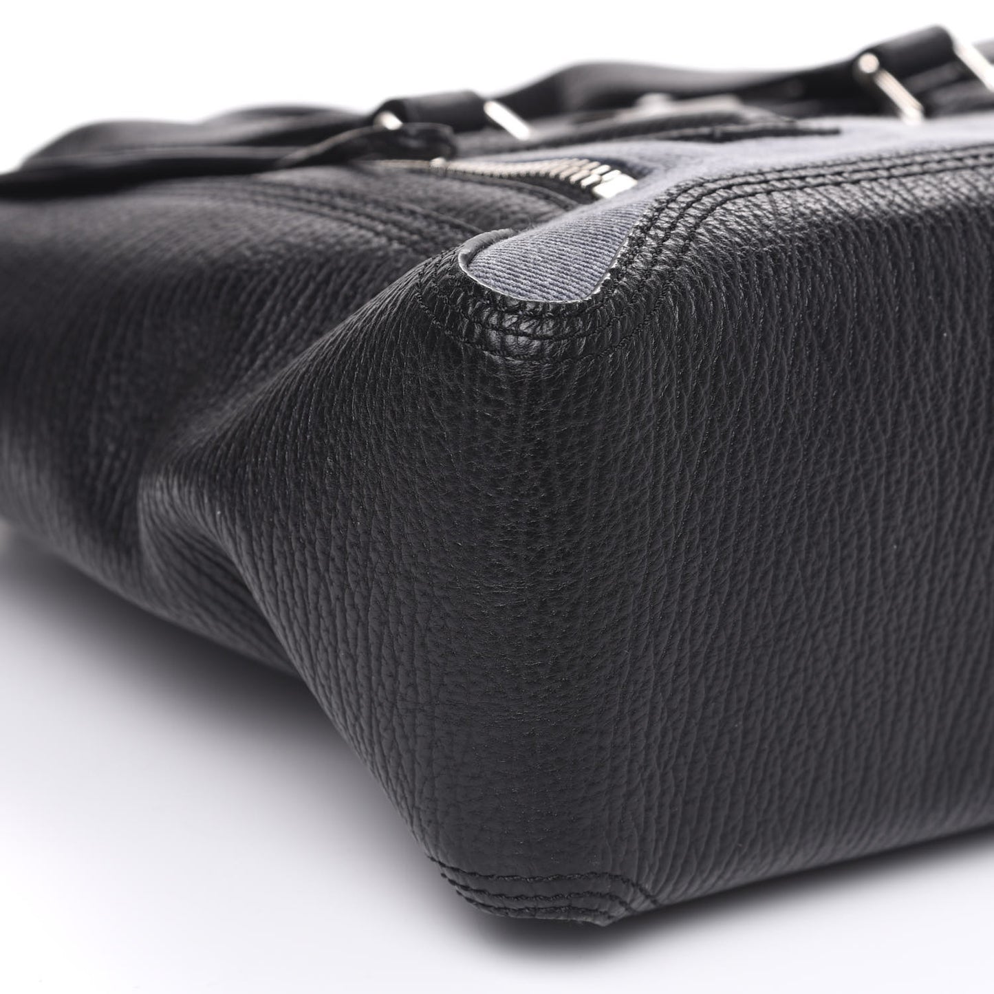 3.1 Textured Calfskin Denim Medium Pashli Satchel Black
